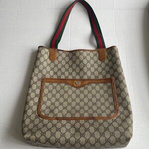 Vintage Gucci Sherry Line Guccissima Monogram Leather Tote Shoulder Bag